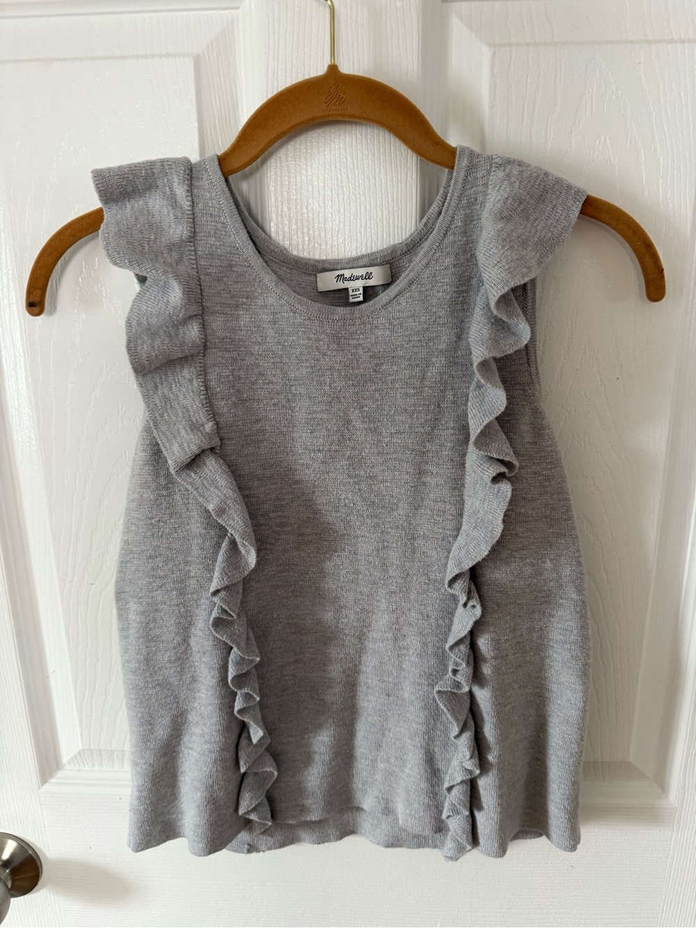 Madewell Gray Ruffle Knit Tank Top